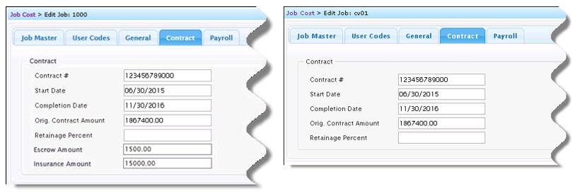 Escrow Amount and Insurance Amout are user-defined labels that appear only when labels are entered.